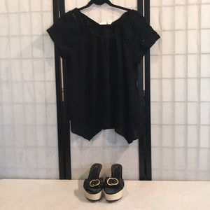 J Vincent black straw wedge sandals